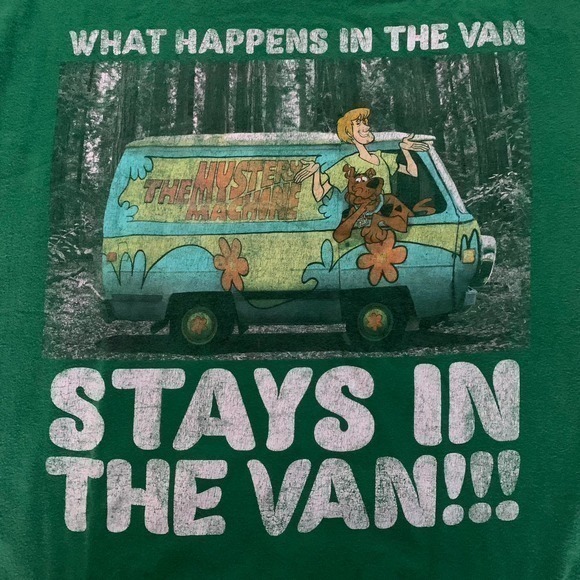 SCOOBY DOO Green "What Happens in the Van..." Graphic T-Shirt - Picture 2 of 4